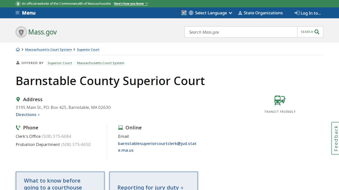 Barnstable County Superior Court | Mass.gov